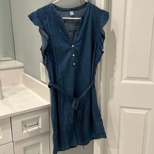 Denim ruffle sleeve dress